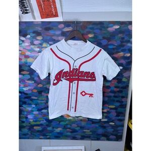 Vintage Cleveland Indians Omar Vizquel 13 Kids XL T-Shirt BDA White MLB Jersey